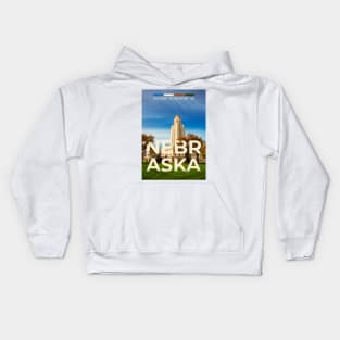 Nebraska Travel Poster Kids Hoodie